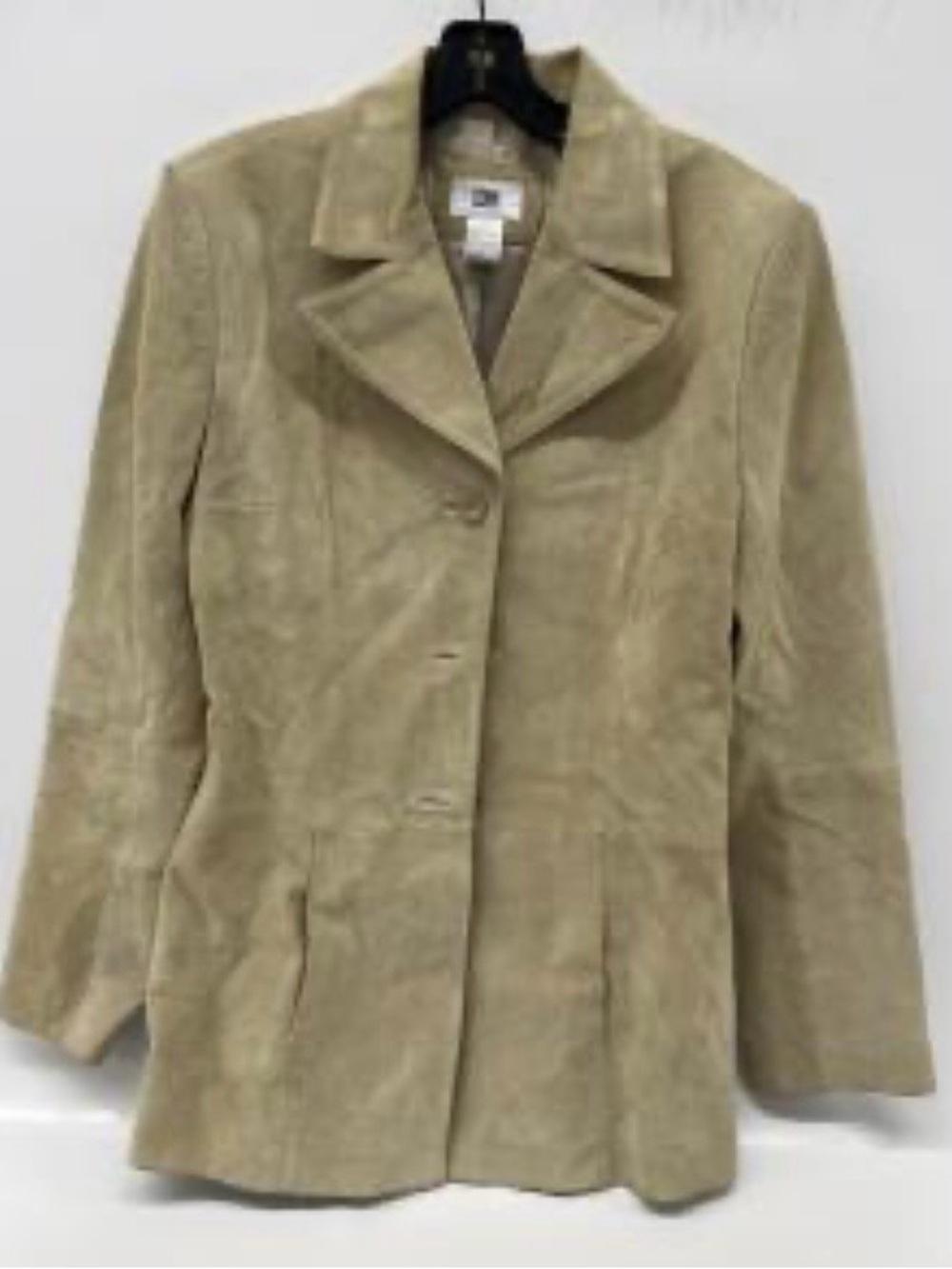 bp Beige Suede Button-Front Blazer